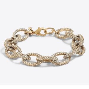 Vintage J. Crew Gold Pave Crystal Slim Chain Bracelet